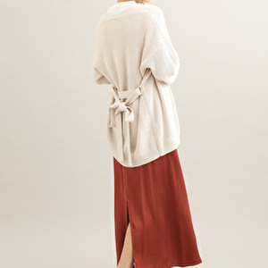 【ドラマ・リカ/最終話】夏菜/着用カーディガン:ベルト付きミドル丈畦ガウンカーディガン